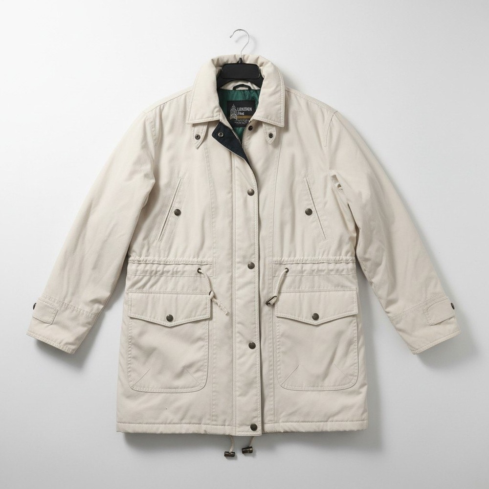 London Fog Vintage Cream Thinsulate Insulated Utility Parka Jacket with Hood